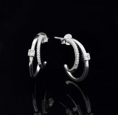 Pave Diamond Earrings Minimalist Earrings For Women 925 Sterling Silver Earrings