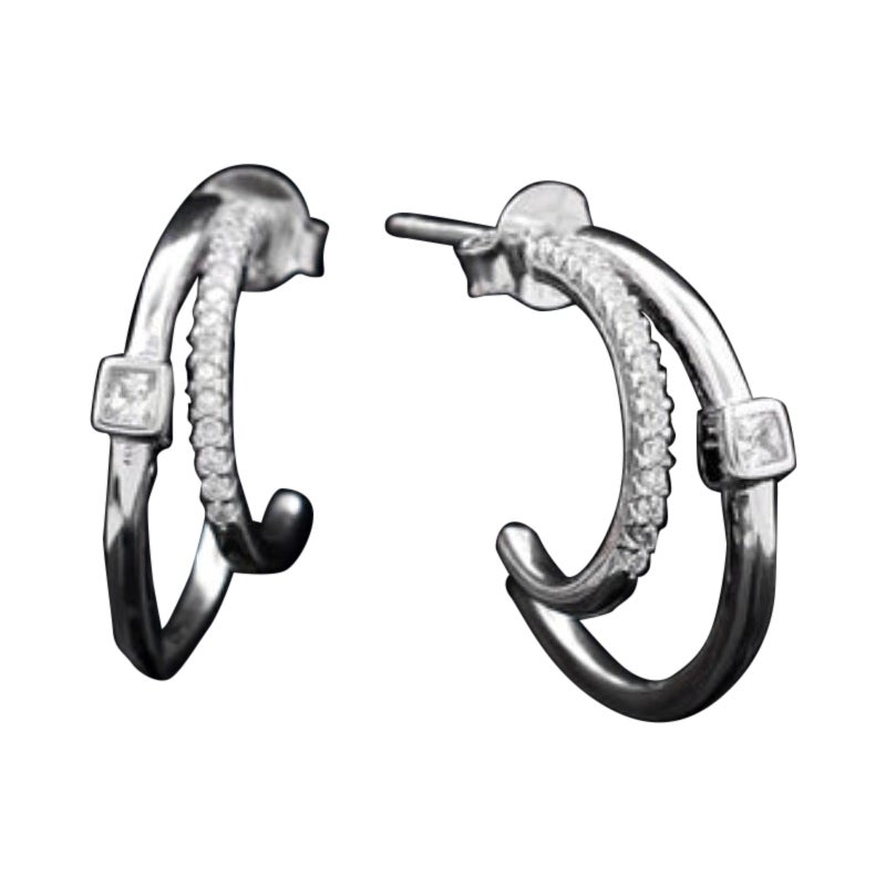 Pendientes de diamantes con pavé Pendientes minimalistas para mujer Pendientes de plata de ley 925
