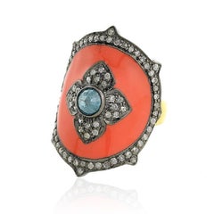 Pave Diamond Enamel Ring Made In 18k Gold & Silver