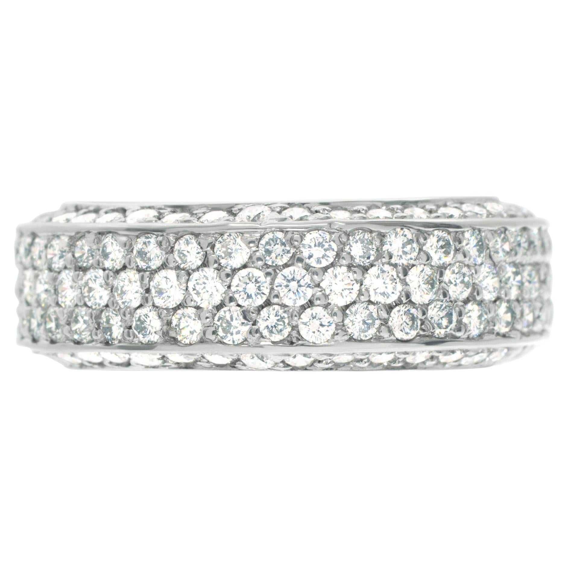 Pave Diamond Eternity Band and Ring with over 1.5 Carats Diamonds Set For Sale