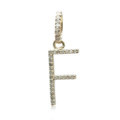Colgante unisex de joyería fina con letra «F» de diamantes en pavé, de oro amarillo de 14k