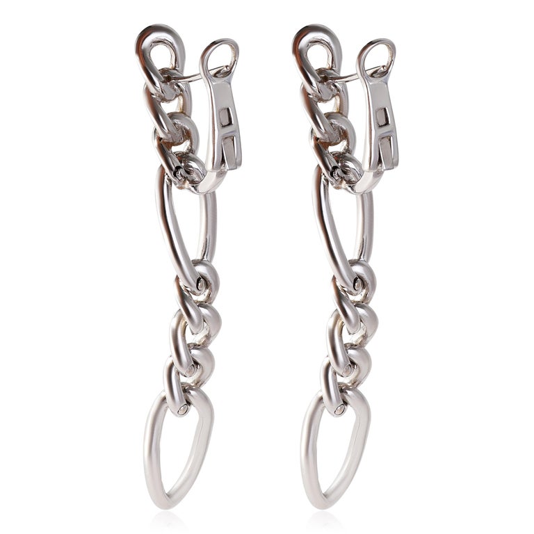 Pave Diamond Figaro Link Earrings in 18k White Gold 2.00 CTW For Sale ...