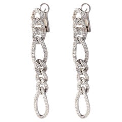 Orecchini A Link con diamanti Pave Figaro in oro bianco 18 carati 2,00 CTW