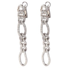 Pave Diamond Figaro Link Earrings in 18k White Gold 2.00 CTW