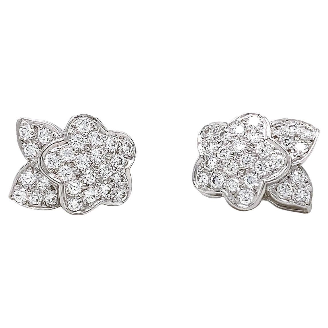Pavé Diamond Flower Earrings