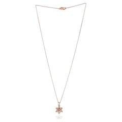 Pave Diamond Flower Pendant Chain Necklace Made In 18k Rose Gold