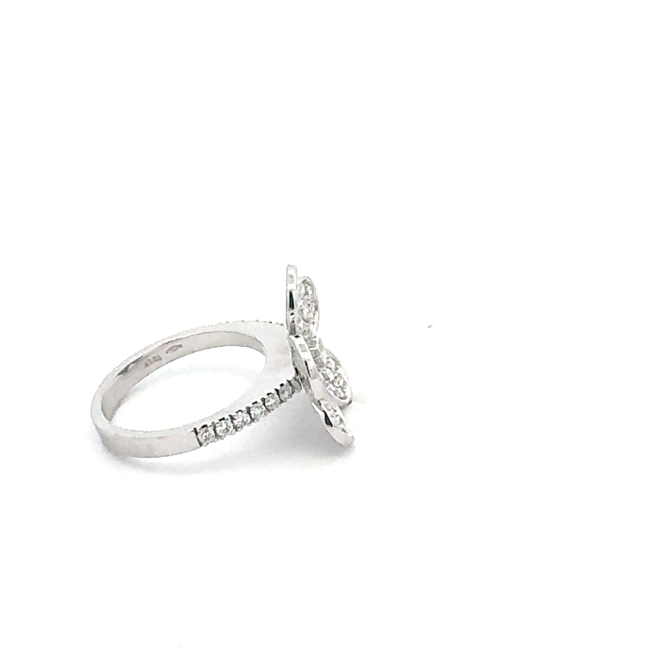 Round Cut Pave Diamond Flower Ring For Sale