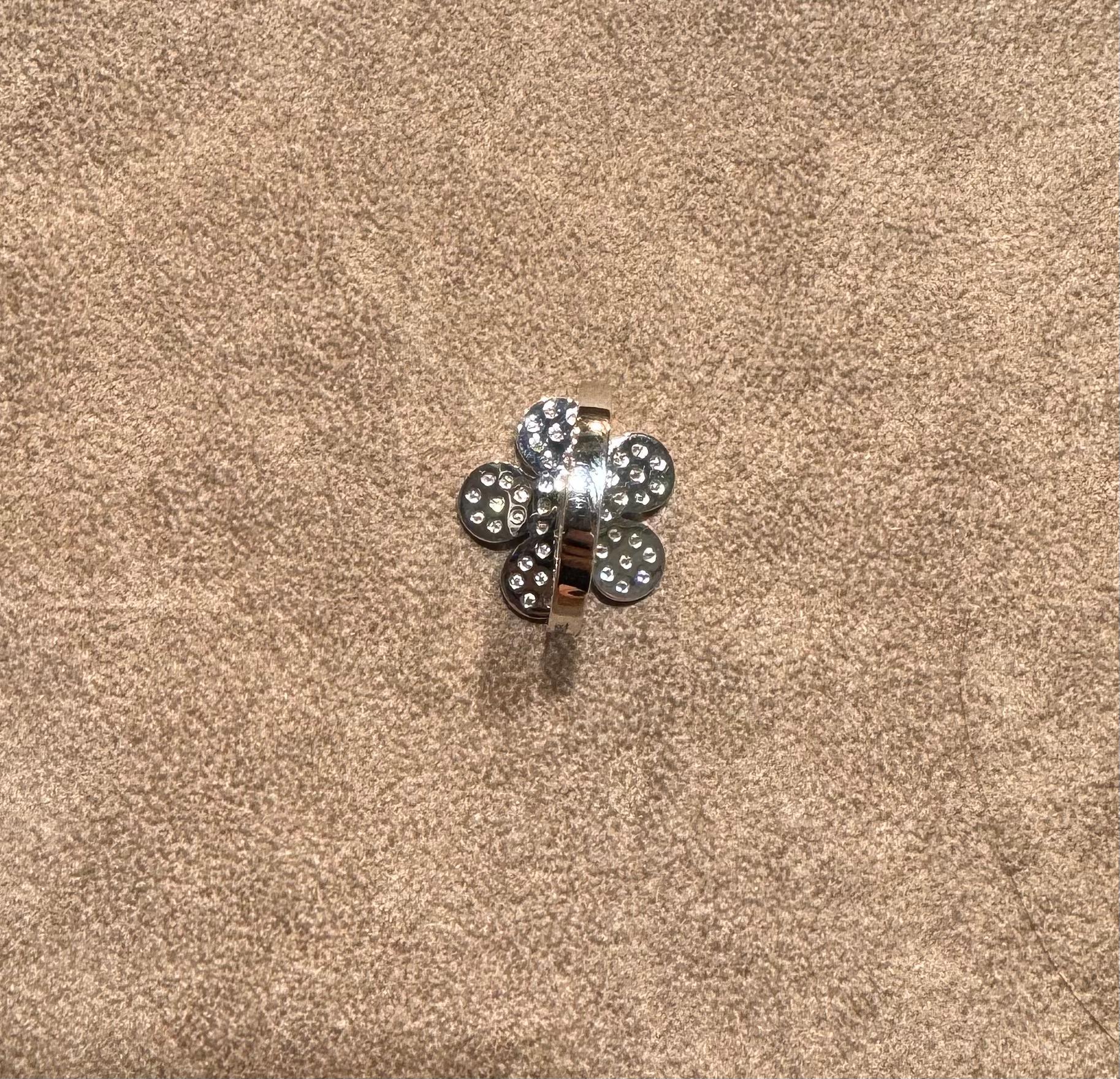 Pave Diamond Flower Ring For Sale 1