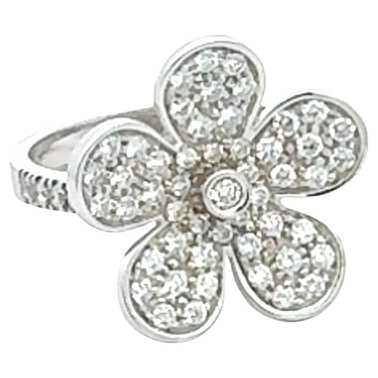 Pave Diamond Flower Ring For Sale