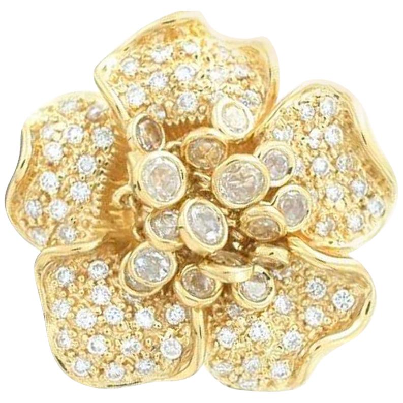 Hammerman Brothers Pave Diamond Flower Shaker Ring For Sale