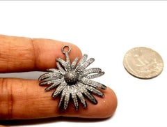 Pave Diamond flower Sparkle Charm Pendant 925 Silver Diamond Jewelry Pendant