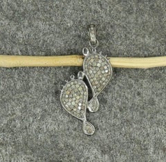 Pave Diamond Footprint Pendant 925 Silver Diamond Couple Christmas Pendant Gift.