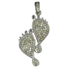 Ciondolo con impronta di diamante Pave Ciondolo di coppia in argento 925 Regalo di Natale.