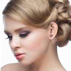 Pave Diamond Gold Ball Tribal Earrings Made In 18k Rose Gold