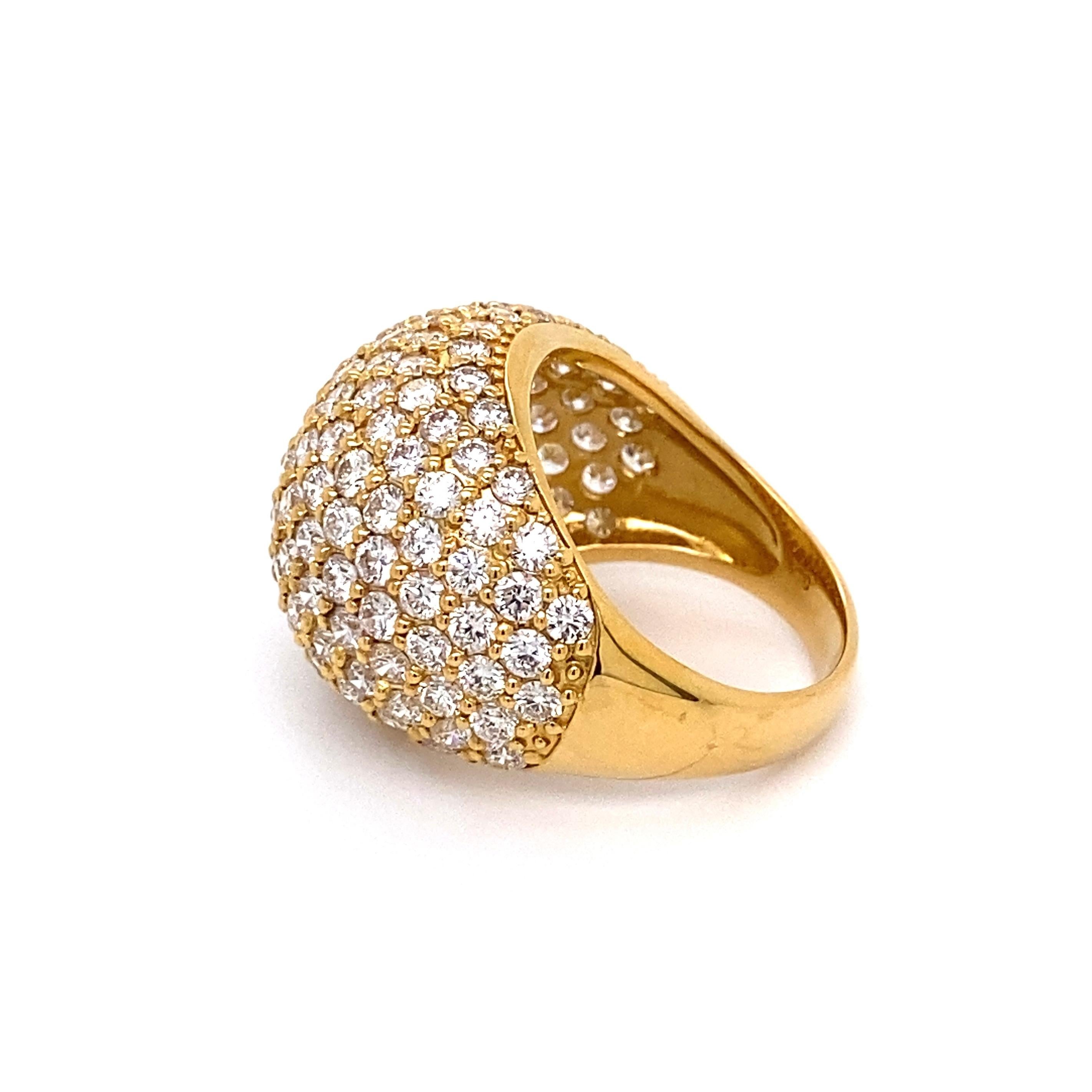 Women's Pave Diamond Gold Dome Band Ring Estate Fine Jewelry For Sale