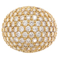 Pave Diamond Gold Dome Band Ring Estate Fine Jewelry