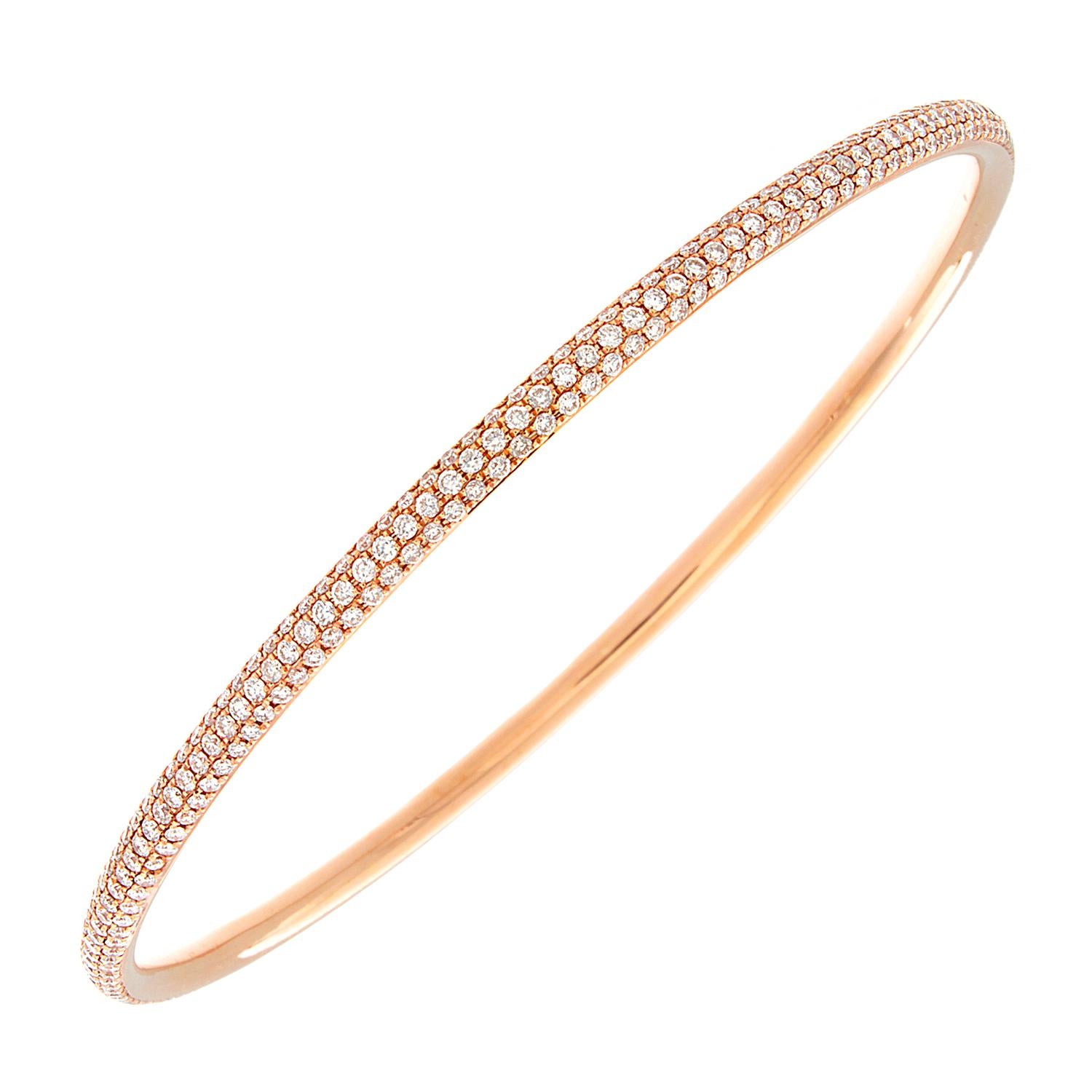 Pave Diamond Gold Eternity Bangle For Sale