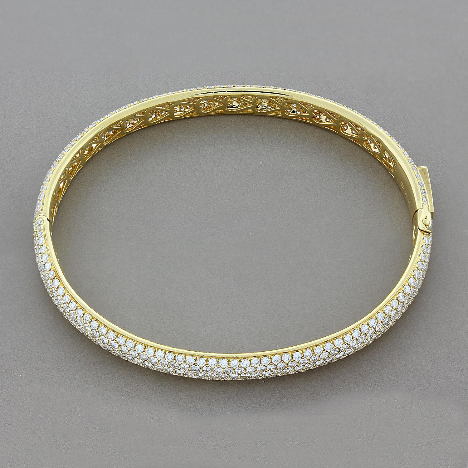 Women's Pave Diamond Gold Eternity Bracelet