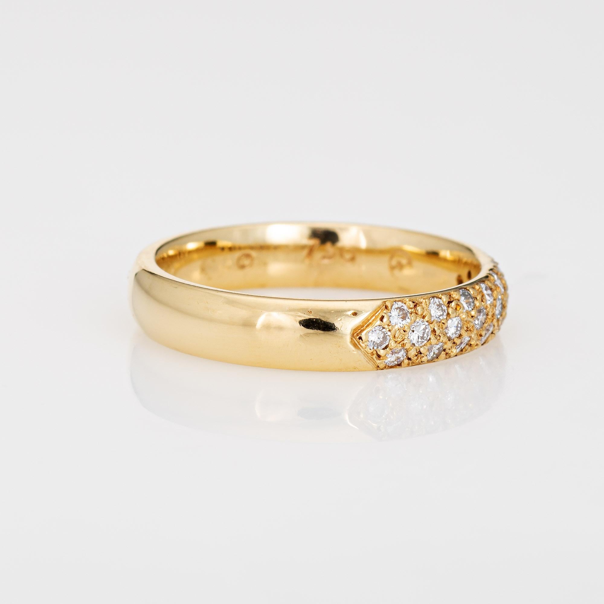 Modern Pavé Diamond Half Hoop Band Vintage 18 Karat Gold Ring Estate Fine Jewelry