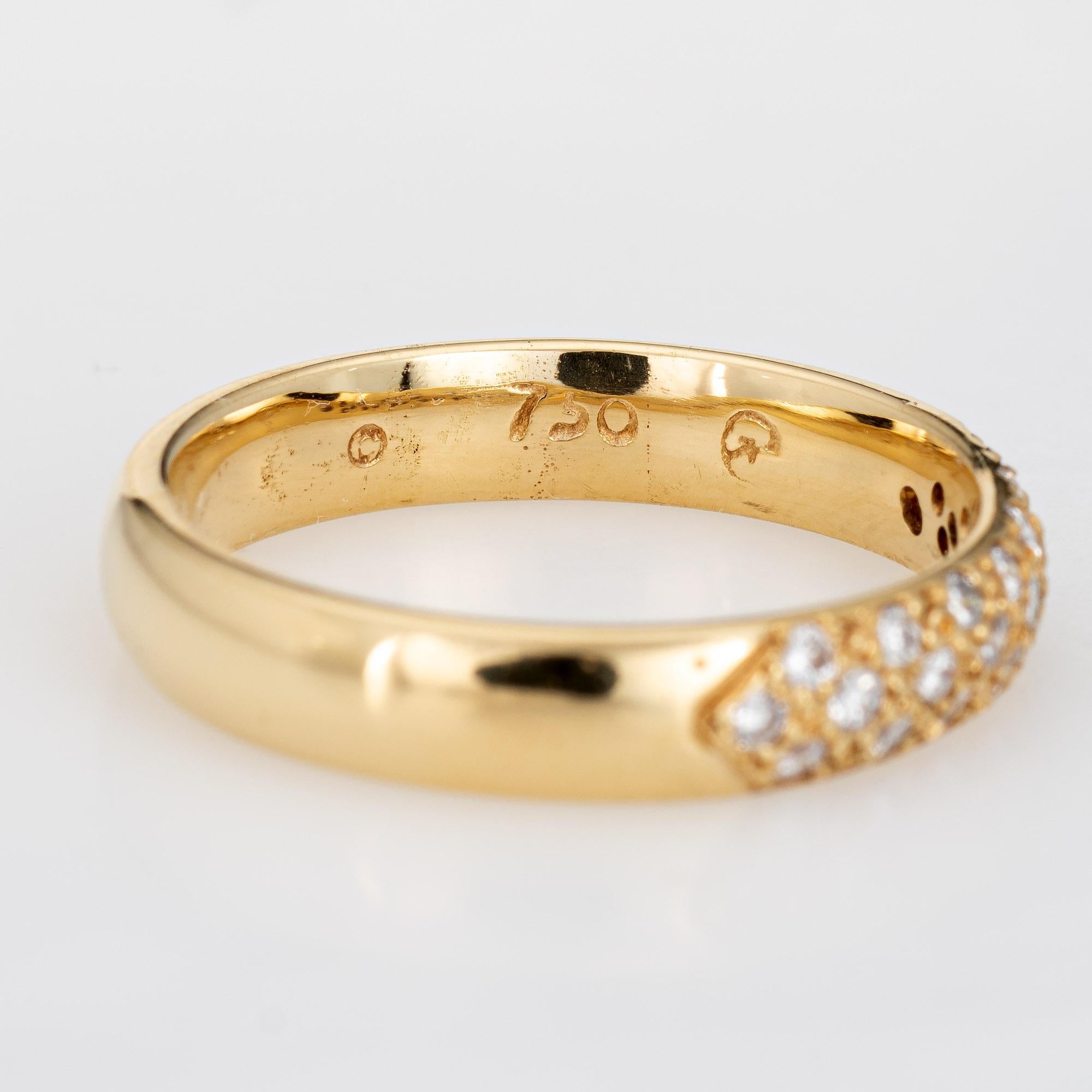 Pavé Diamond Half Hoop Band Vintage 18 Karat Gold Ring Estate Fine Jewelry 1
