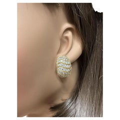 Pave Diamond Half Hoop Earrings 4.00 carat total weight in 18k Yellow Gold