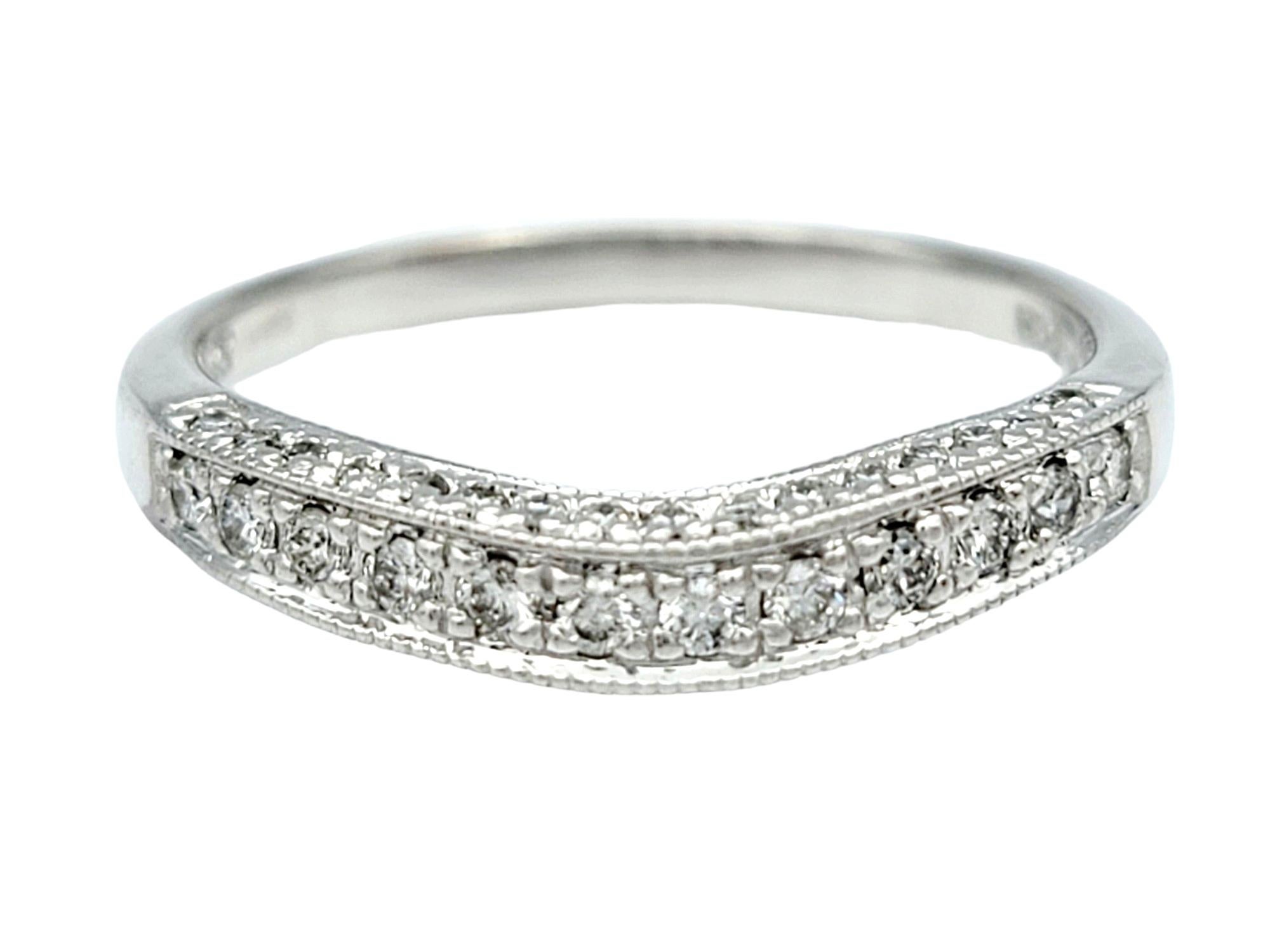 Pavé Diamond Halo Style Wedding Ring Set with Milgrain in 14 Karat White Gold In Good Condition For Sale In Scottsdale, AZ