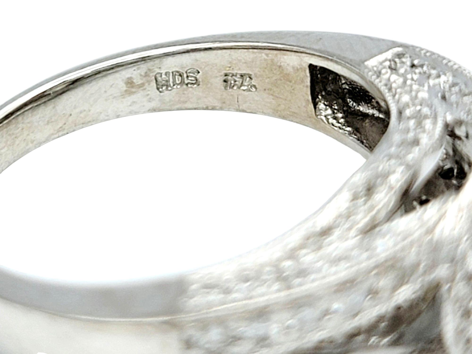 Pavé Diamond Halo Style Wedding Ring Set with Milgrain in 14 Karat White Gold For Sale 3