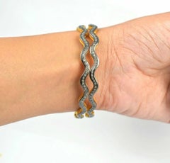 Pulsera de diamantes con pavé hecha a mano Pulsera de diamantes moderna de plata 925.