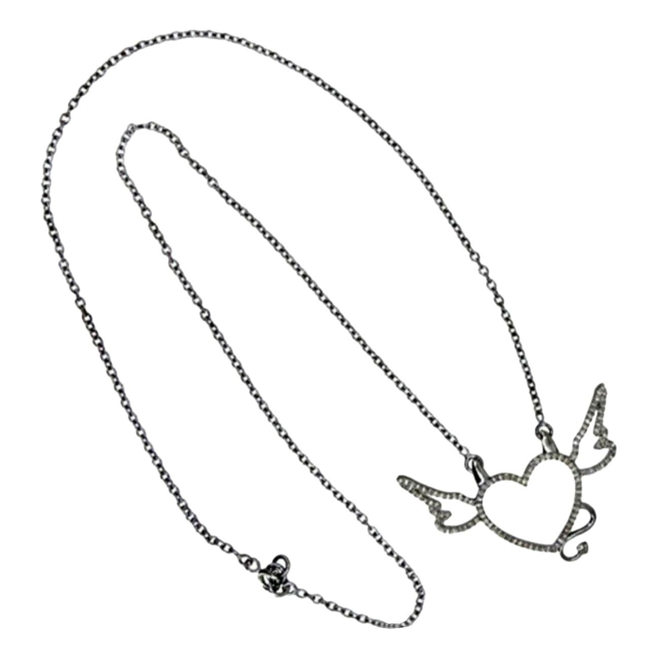 Pave Diamond Handmade Love Heart Pendant Chain Necklace 925 Silver Jewelry Gift. For Sale