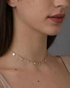 Pave Diamond Hanging Disc 14K Gold Necklace Modern