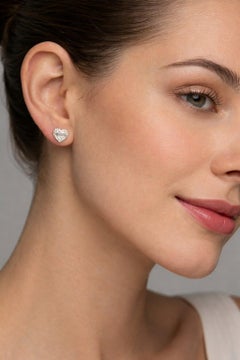 Pave Diamond Heart 14K (or 18k upon request) Yellow Gold Stud Earrings