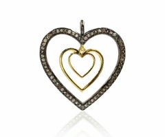 Pave Diamond Heart Charm Pendant For Valentines Day 925 Silver Fashion Jewelry.