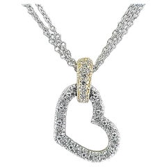 Pave Diamond Heart Multi-strand White Gold Necklace