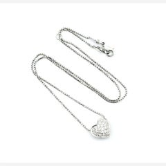 Pave Diamond Heart Necklace in 18k White Gold
