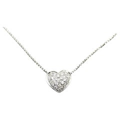 Pave Diamond Heart Necklace in 18k White Gold