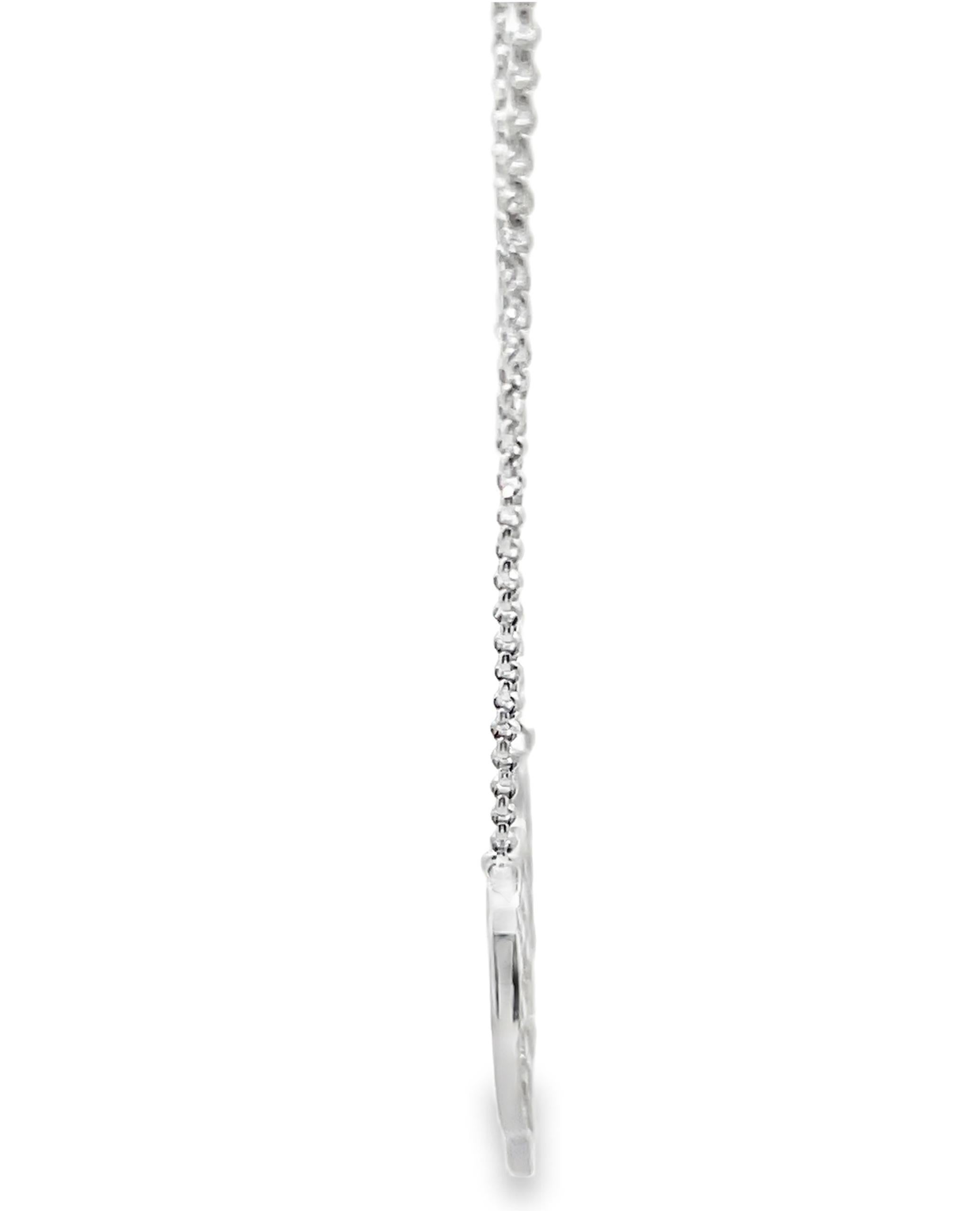 Contemporary Pave Diamond Heart Necklace in 18K White Gold on Adjustable Chain For Sale