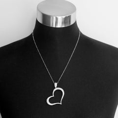 Pave Diamond Heart Pendant 18 Karat White Gold Necklace