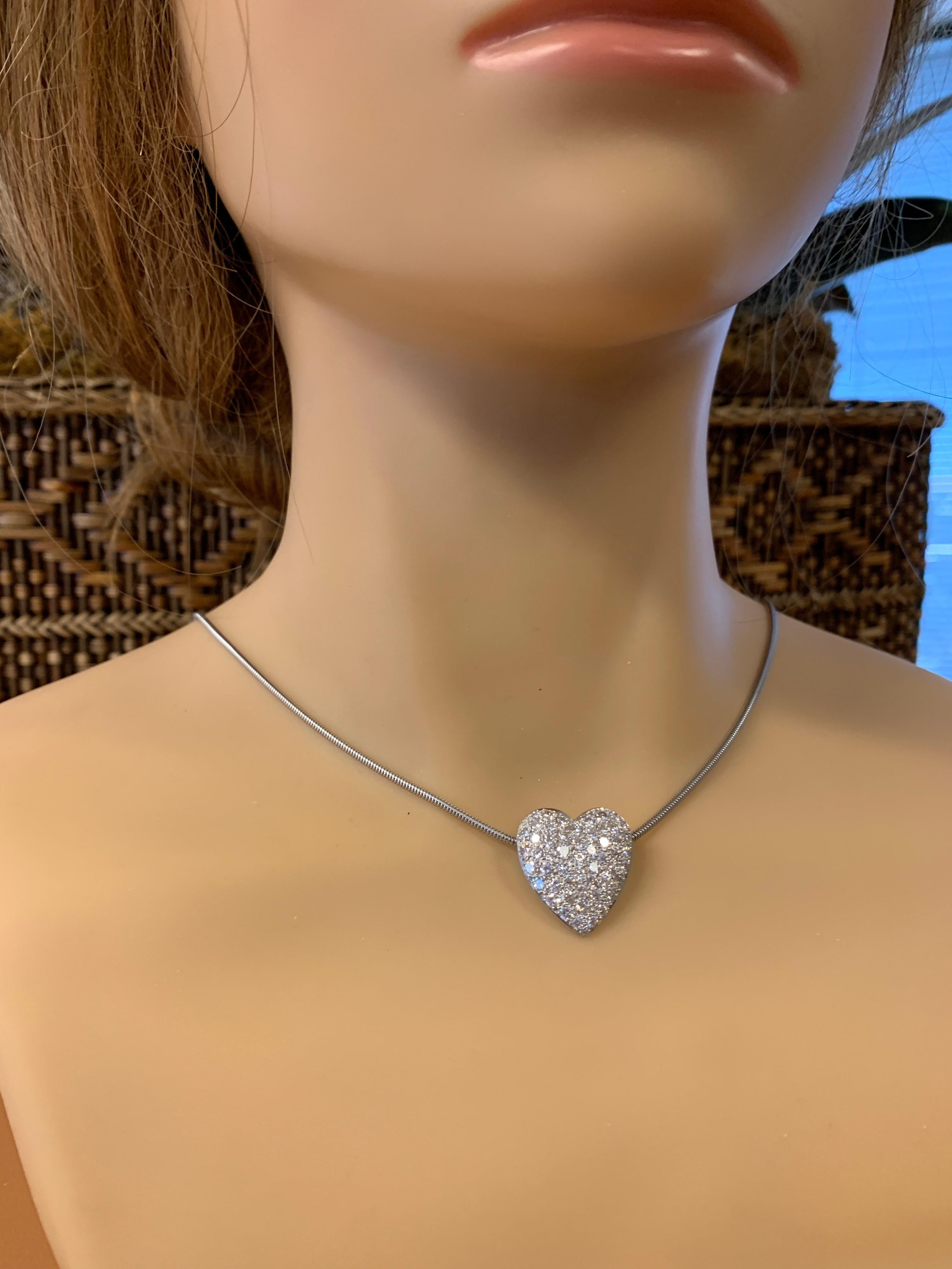 Pave Diamond Heart Pendant For Sale 1