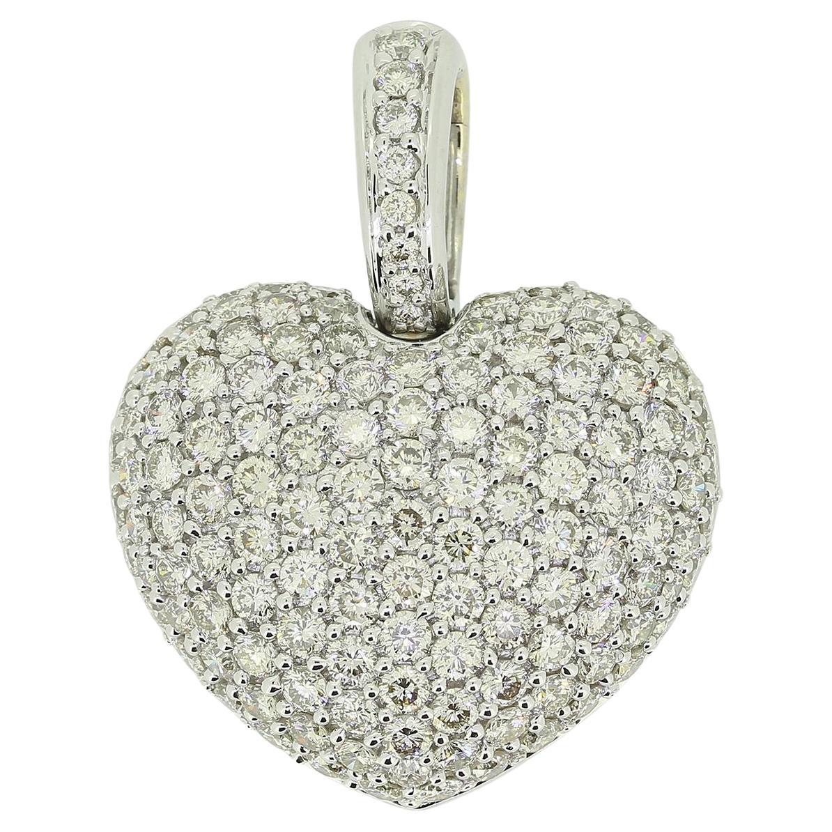 Pave Diamond Heart Pendant For Sale