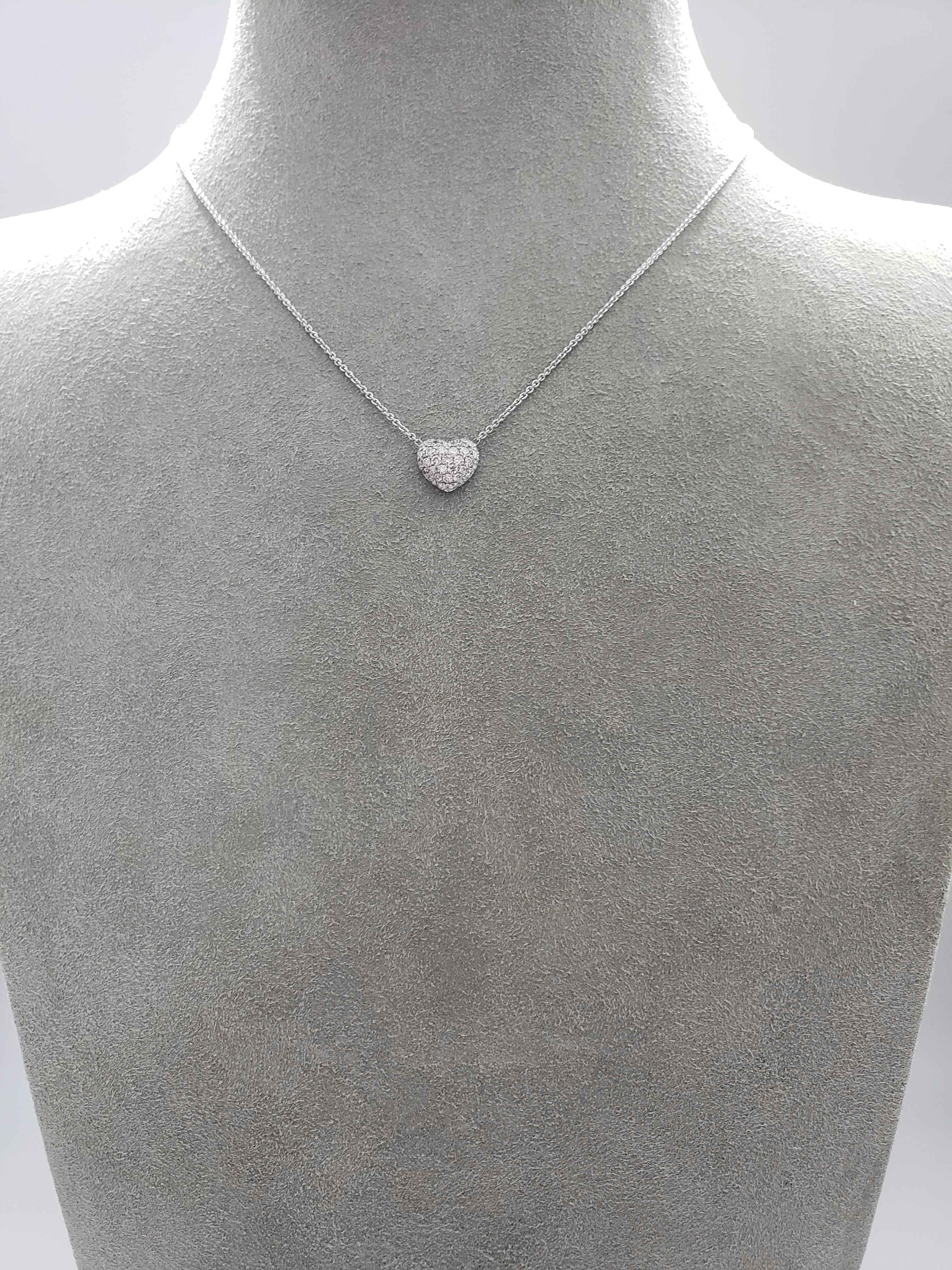 Contemporary Pave Diamond Heart Pendant Necklace