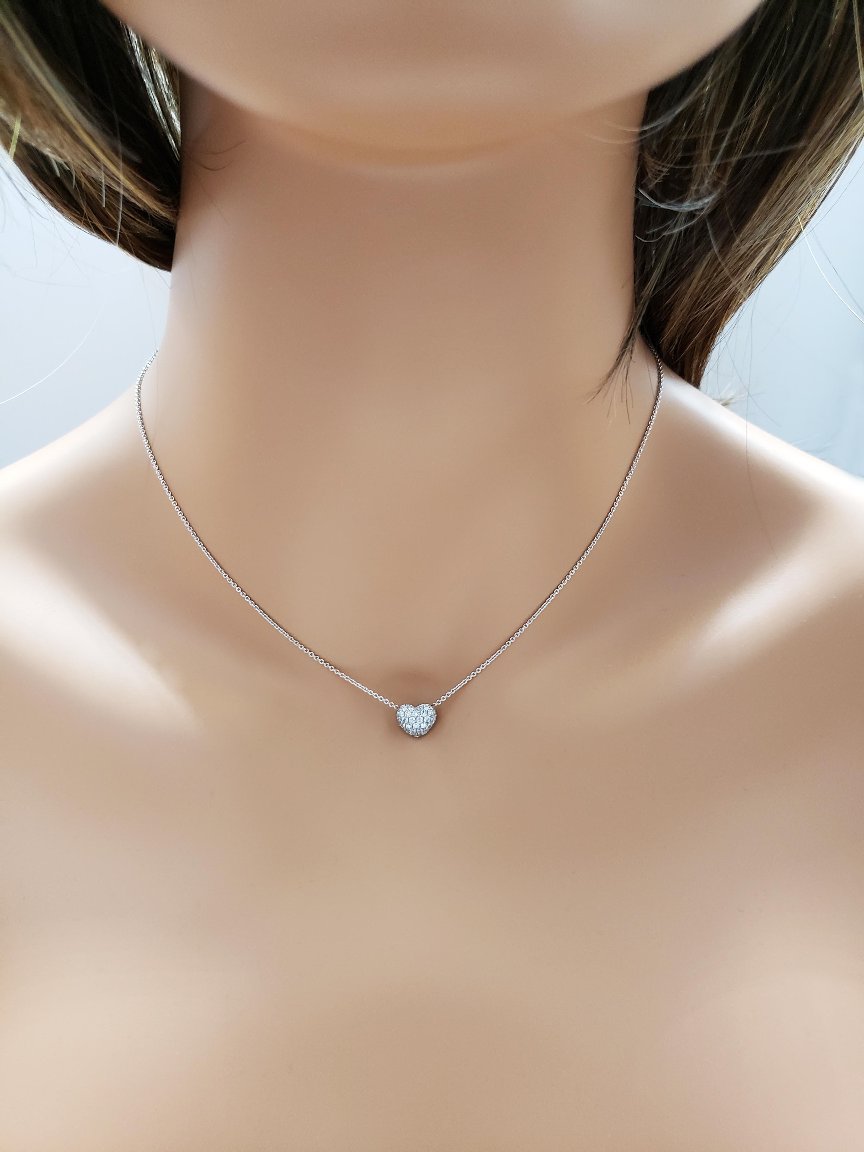 Round Cut Pave Diamond Heart Pendant Necklace