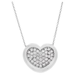 Pave Diamond Heart Pendant Set in 18k White Gold