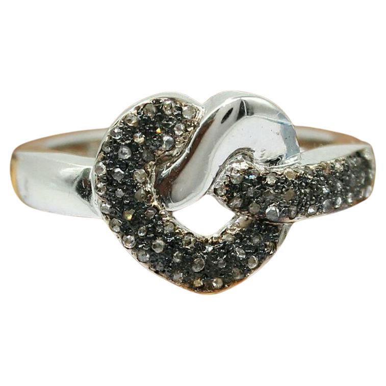 Pave Diamant Herz Ring 925 Silber Elegant Diamant Ring Feiner Schmuck Geschenk. im Angebot