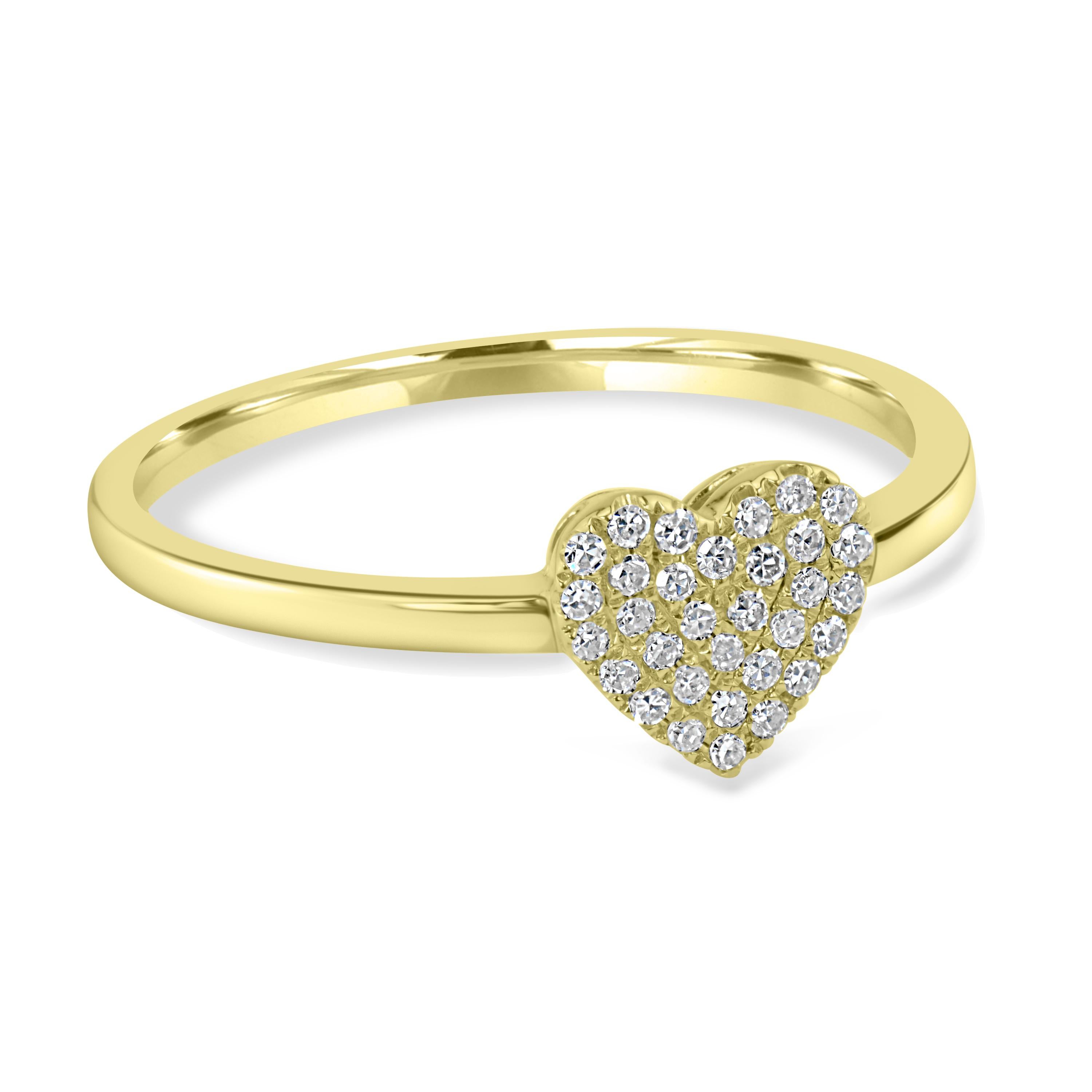 Luxle Pave Diamant-Herz-Ring aus 18K Gelbgold (Rundschliff)