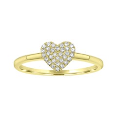 Pave Diamond Heart Ring in 18K Yellow Gold