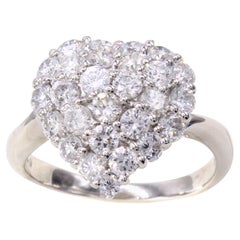 Pave Diamond Heart Shape Platinum Ring