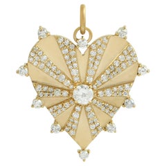 Pave Diamond Heart Shaped Pendant Made In 14k Yellow Gold