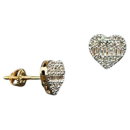 Pavé Diamond Heart Stud Earring For Sale