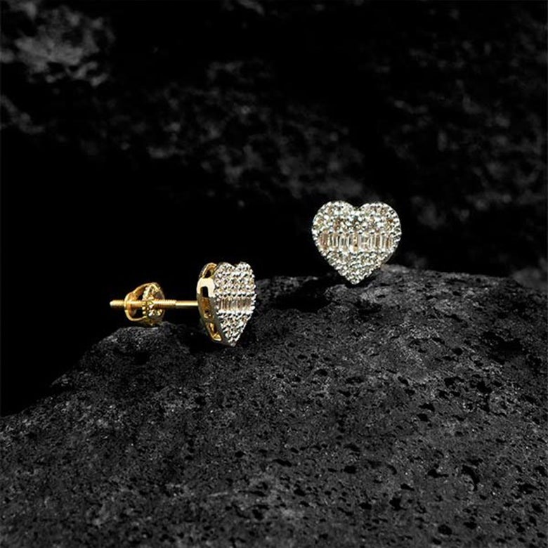 Pavé-Diamant-Herz-Ohrstecker