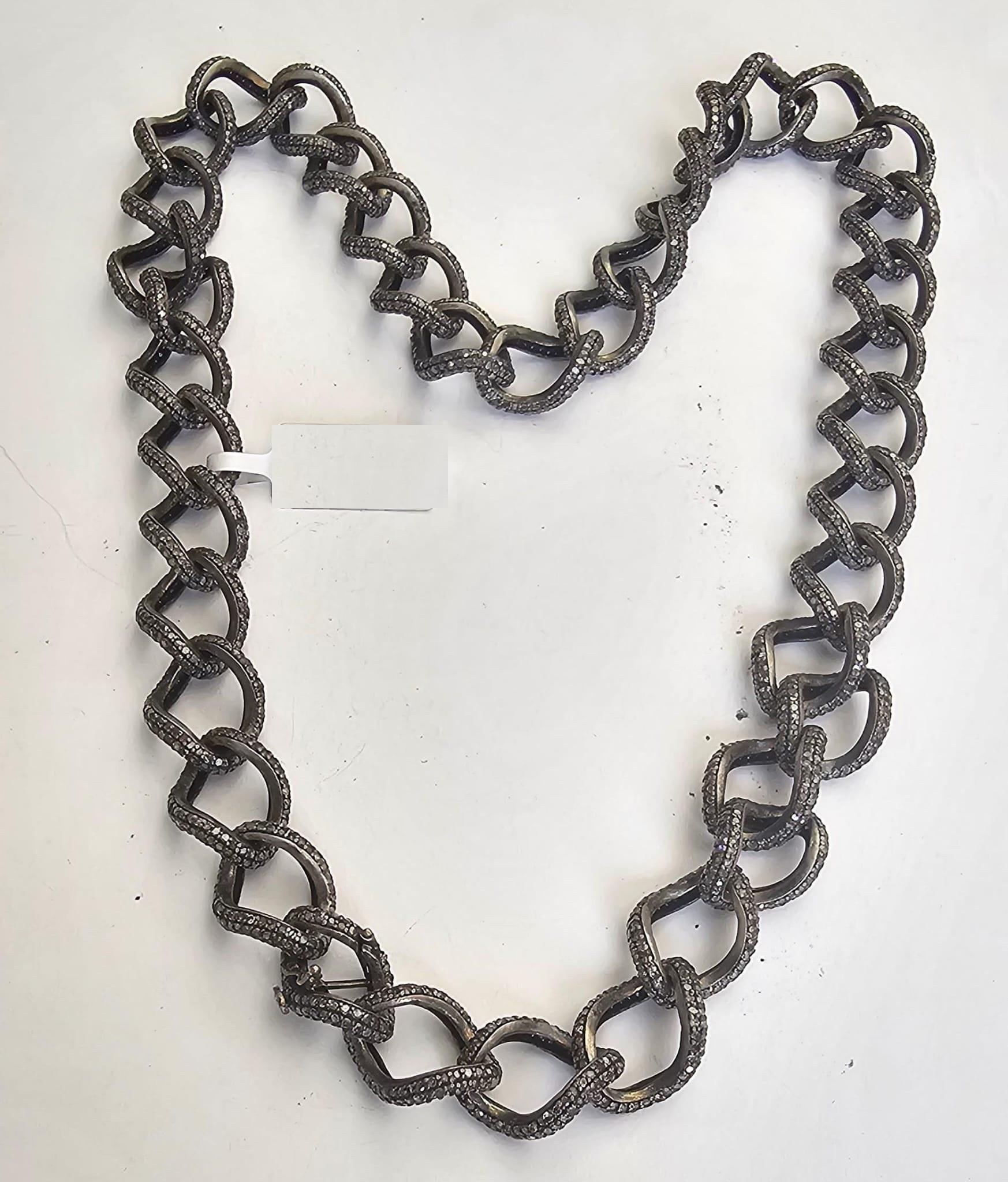 thick silver diamond chain